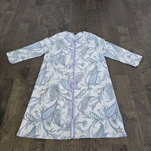 New Miss Elaine Lavender Paisley Zip-Front Women’s Long Sleeve Robe Sz 3X